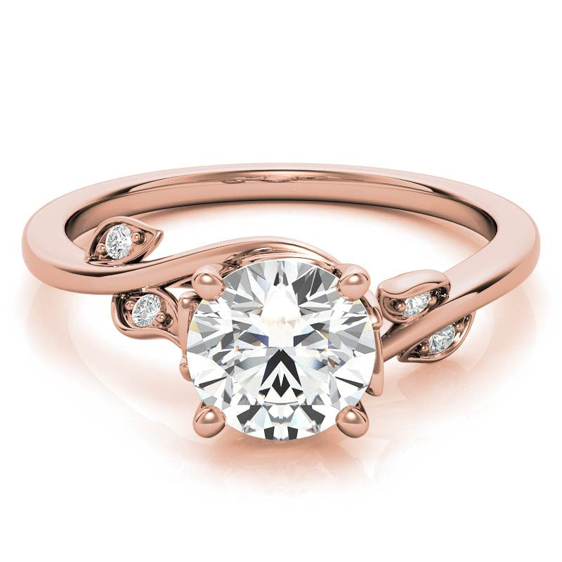 Round Brilliant Floral Bypass Moissanite Engagement Ring