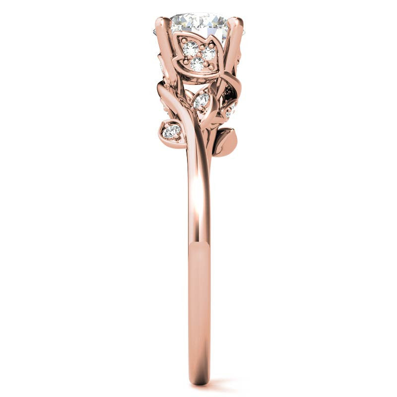 Round Brilliant Floral Bypass Moissanite Engagement Ring