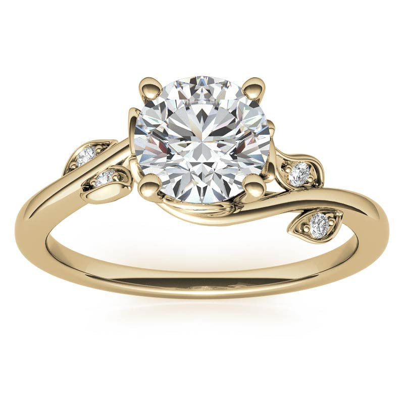 Round Brilliant Floral Bypass Moissanite Engagement Ring