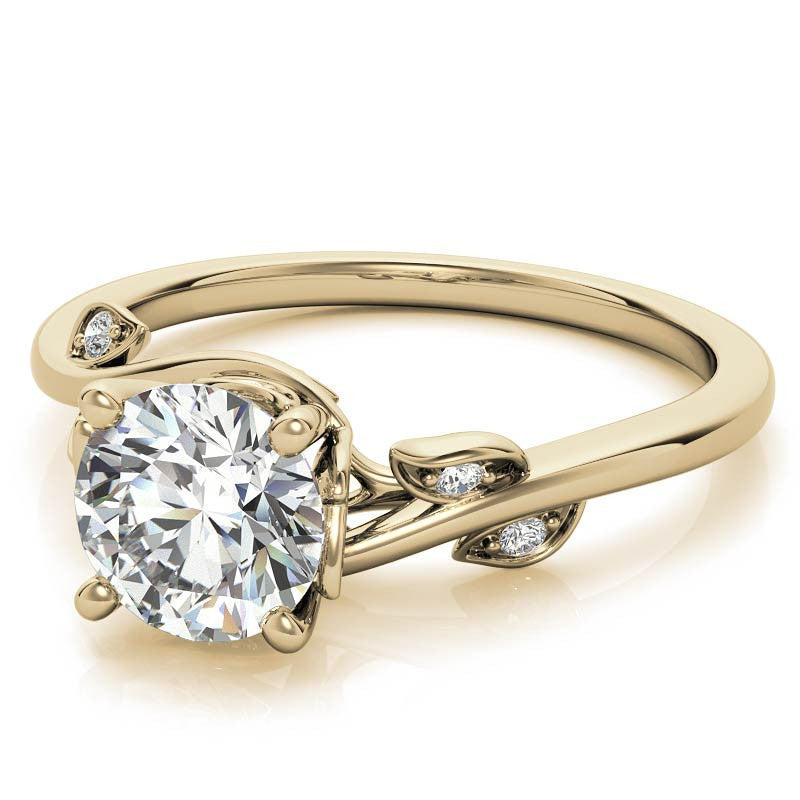 Round Brilliant Floral Bypass Moissanite Engagement Ring