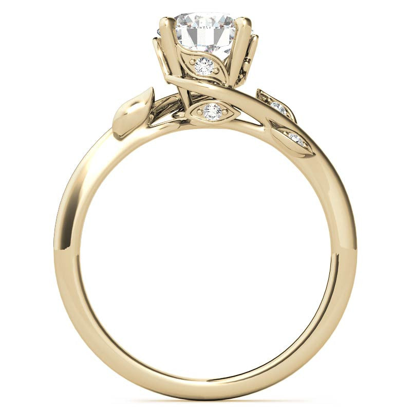 Round Brilliant Floral Bypass Moissanite Engagement Ring