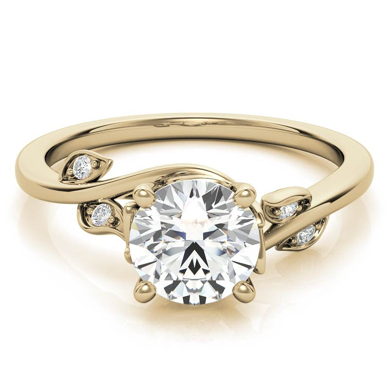 Round Brilliant Floral Bypass Moissanite Engagement Ring