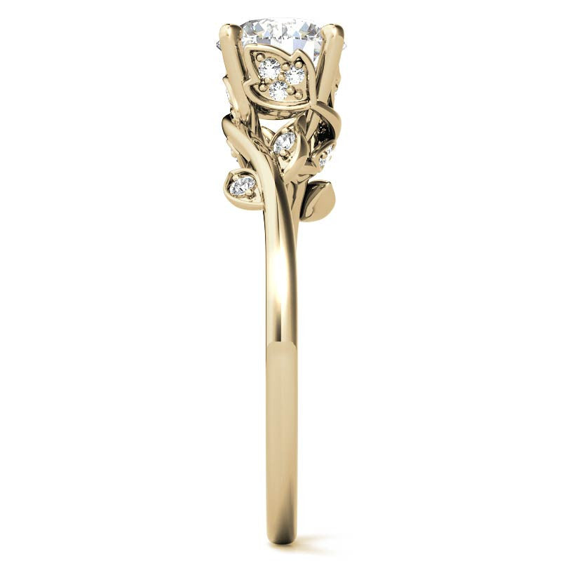Round Brilliant Floral Bypass Moissanite Engagement Ring