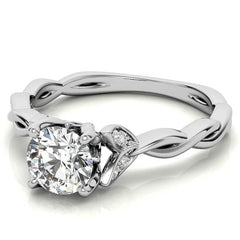 Round Brilliant Floral Twisted Design Moissanite Engagement Ring