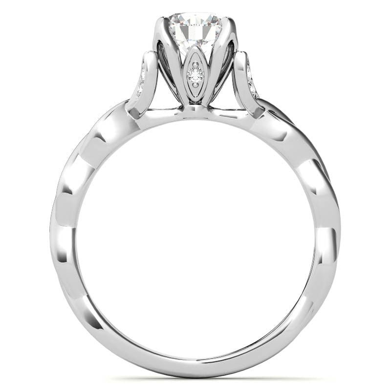 Round Brilliant Floral Twisted Design Moissanite Engagement Ring