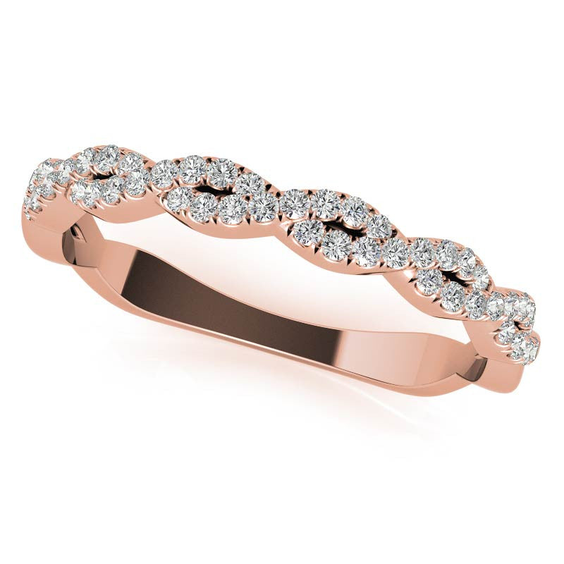 Round Brilliant Floral Twisted Design Moissanite Engagement Ring