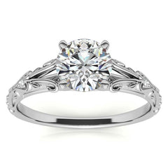 Split Shank Scroll Cathedral Moissanite Engagement Ring