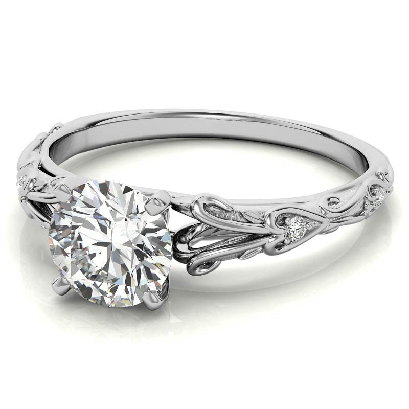 Split Shank Scroll Cathedral Moissanite Engagement Ring