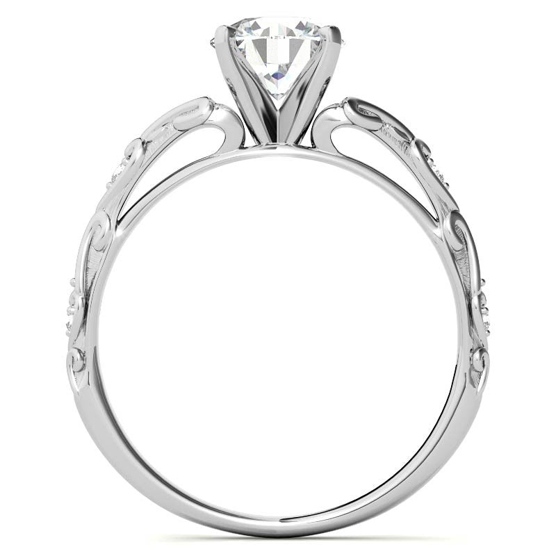 Split Shank Scroll Cathedral Moissanite Engagement Ring