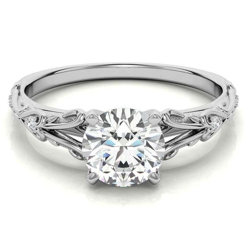 Split Shank Scroll Cathedral Moissanite Engagement Ring