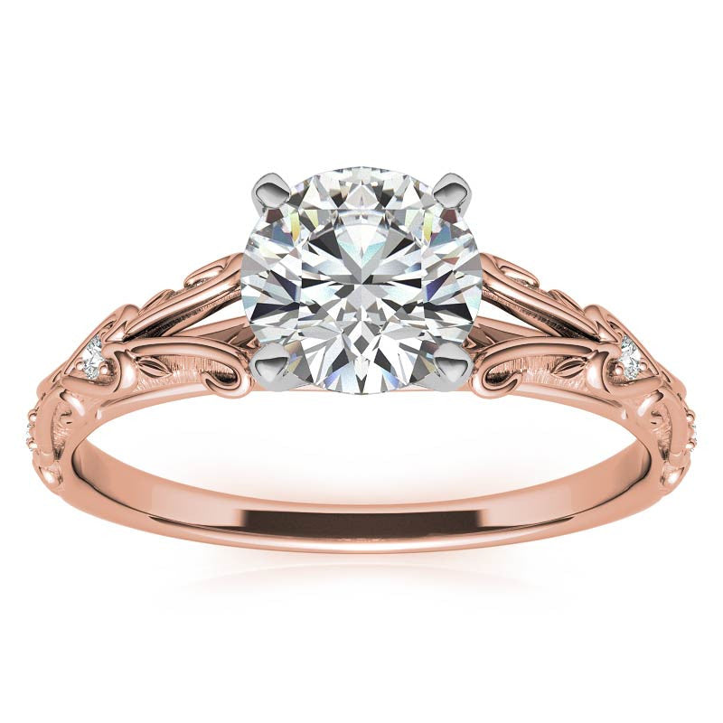 Split Shank Scroll Cathedral Moissanite Engagement Ring