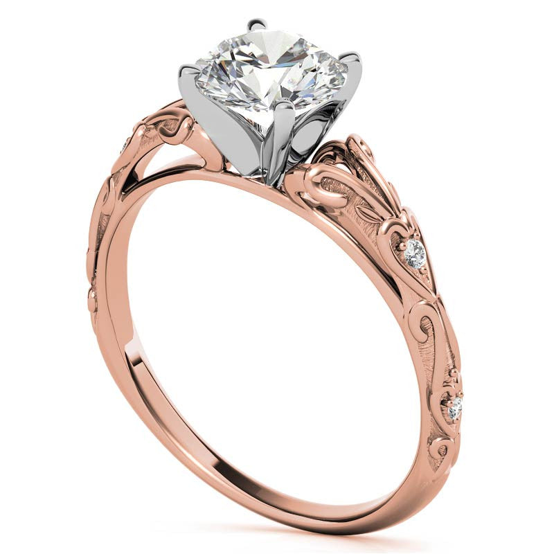 Split Shank Scroll Cathedral Moissanite Engagement Ring