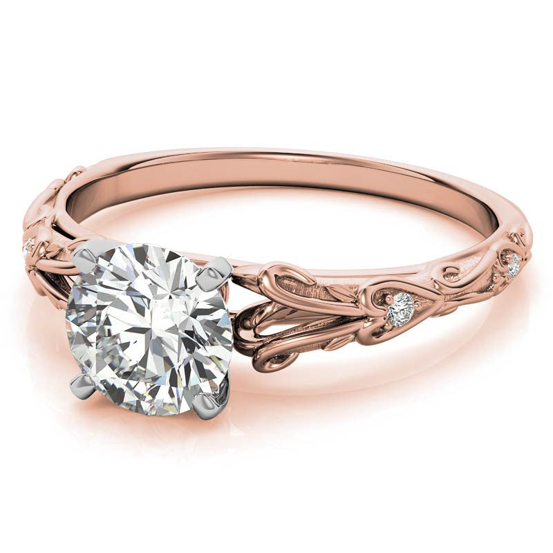 Split Shank Scroll Cathedral Moissanite Engagement Ring
