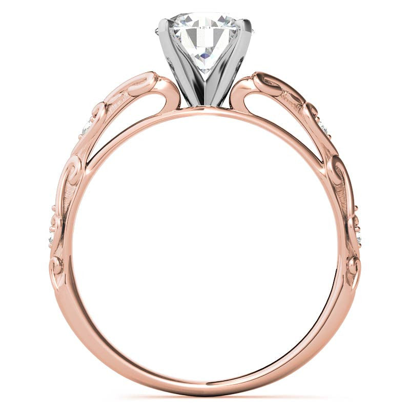 Split Shank Scroll Cathedral Moissanite Engagement Ring