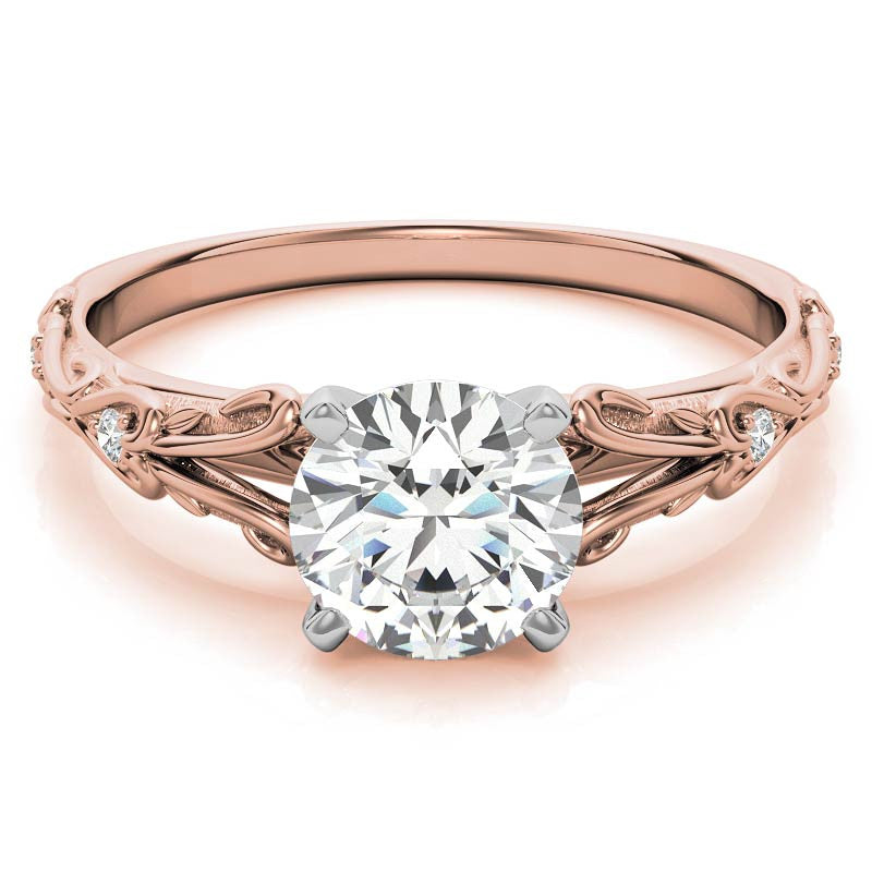 Split Shank Scroll Cathedral Moissanite Engagement Ring