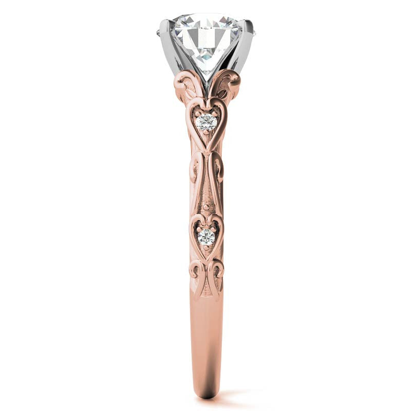 Split Shank Scroll Cathedral Moissanite Engagement Ring