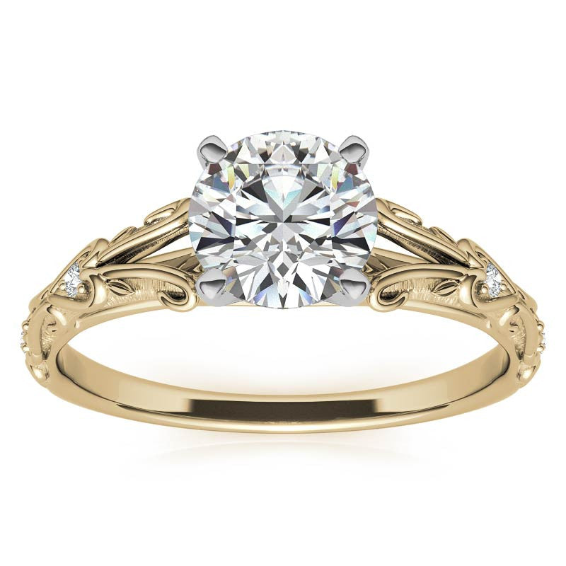 Split Shank Scroll Cathedral Moissanite Engagement Ring