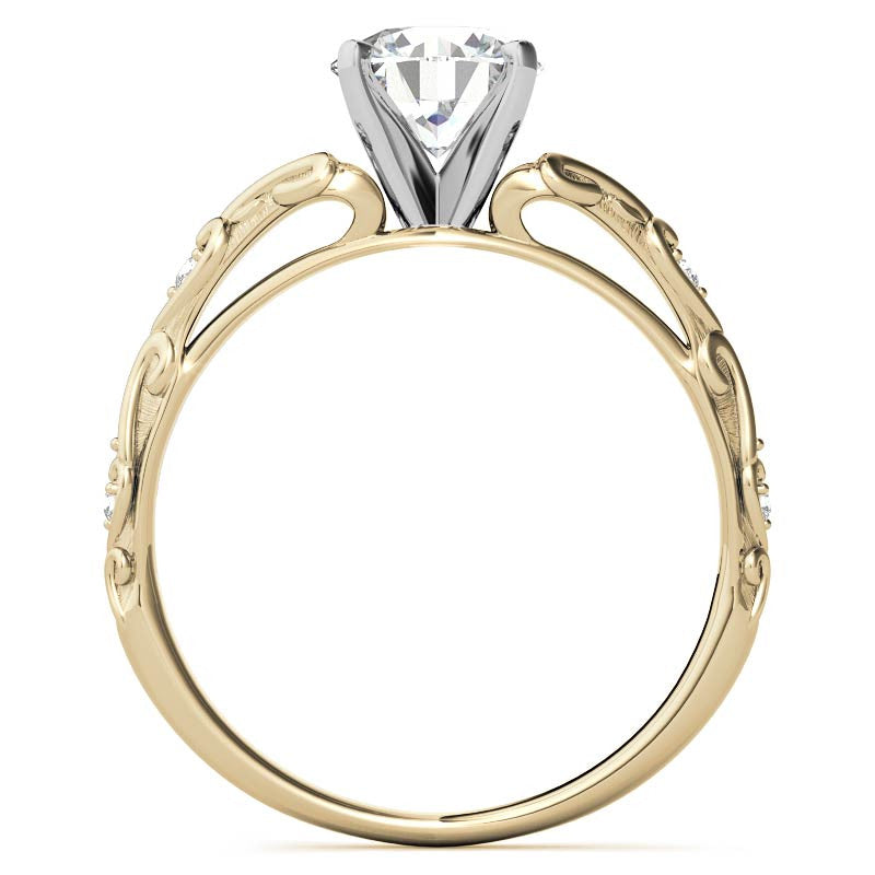 Split Shank Scroll Cathedral Moissanite Engagement Ring