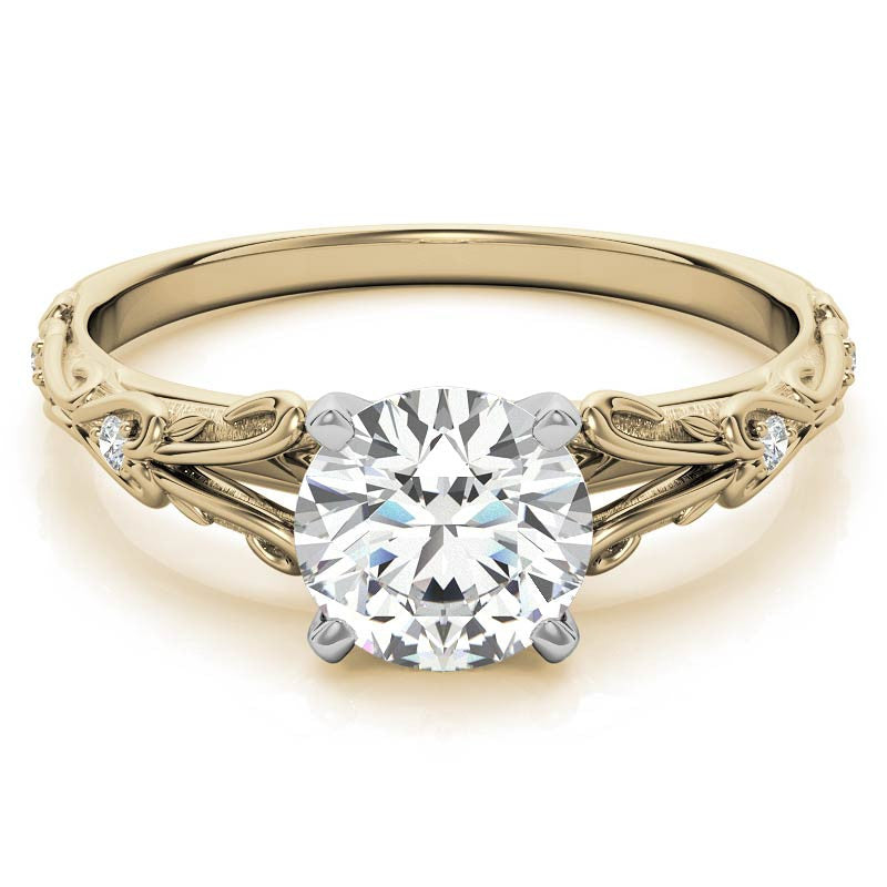 Split Shank Scroll Cathedral Moissanite Engagement Ring