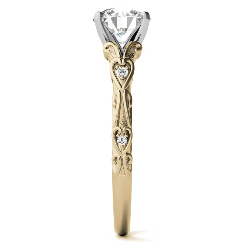 Split Shank Scroll Cathedral Moissanite Engagement Ring
