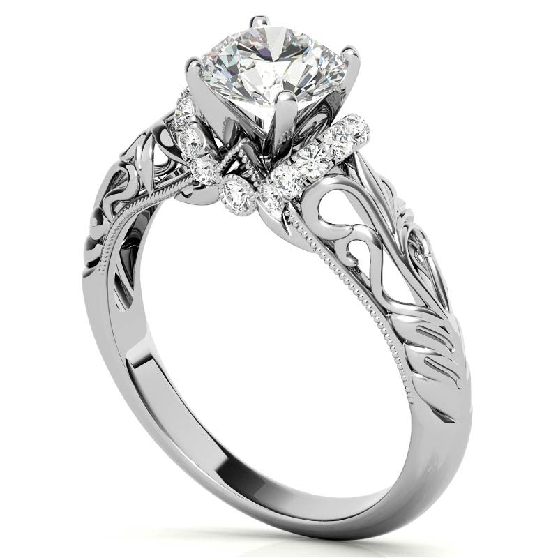 Milgrain Accented Engagement Ring