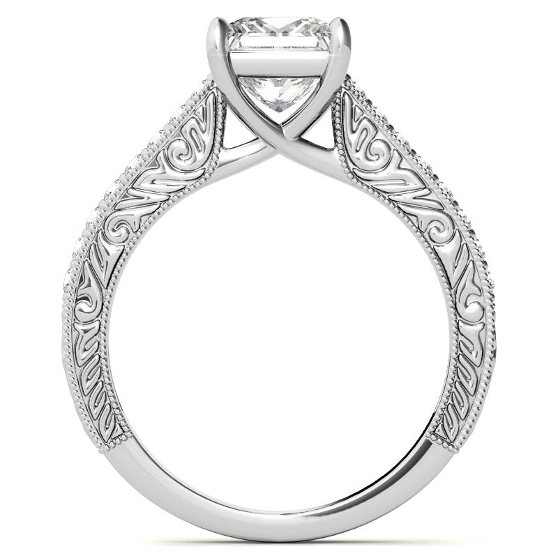 Princess cut Moissanite Antique Trellis Engagement Ring