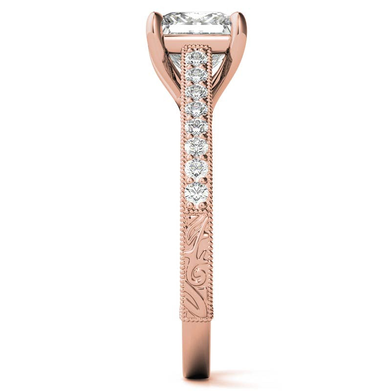 Princess cut Moissanite Antique Trellis Engagement Ring