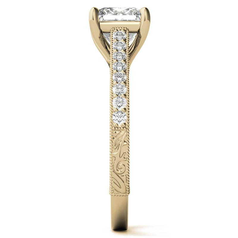 Princess cut Moissanite Antique Trellis Engagement Ring