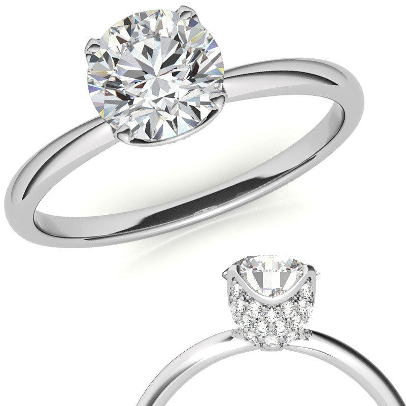 4-Prong Accented Tulip Round Brilliant Moissanite Solitaire Ring