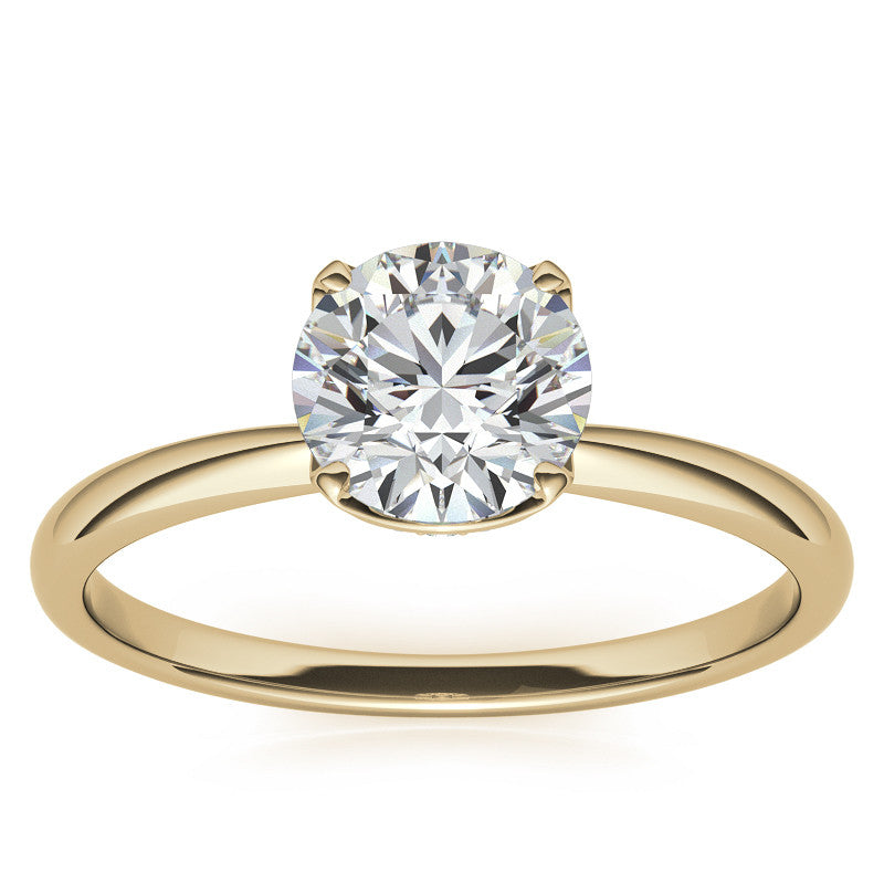 4-Prong Accented Tulip Round Brilliant Moissanite Solitaire Ring