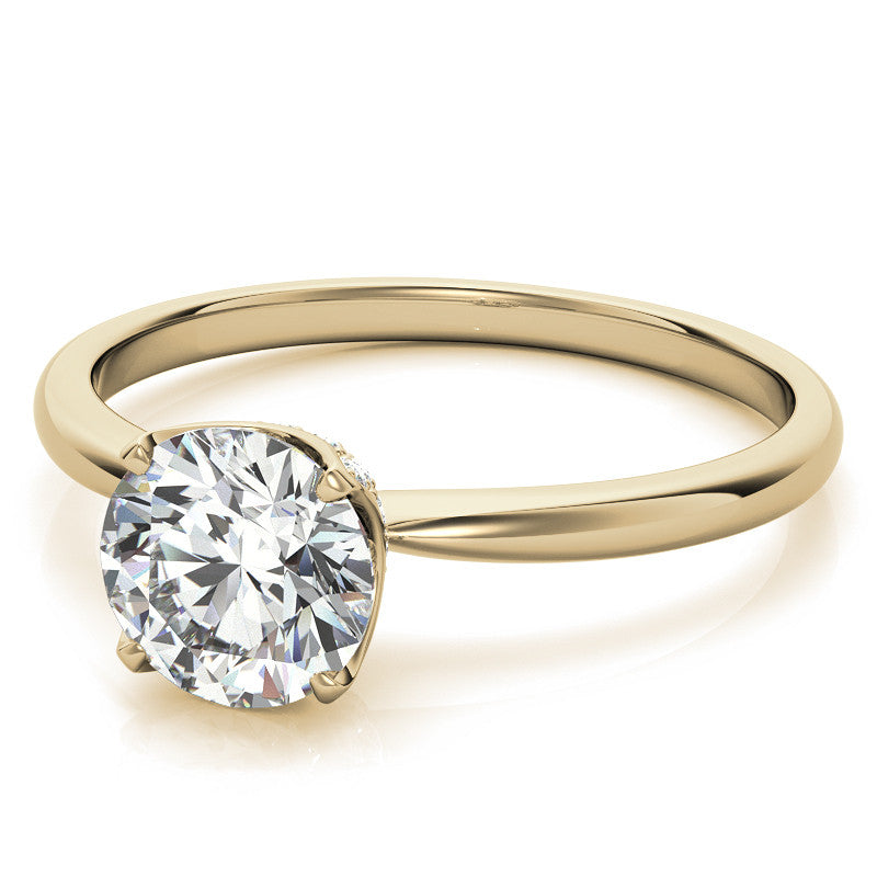 4-Prong Accented Tulip Round Brilliant Moissanite Solitaire Ring