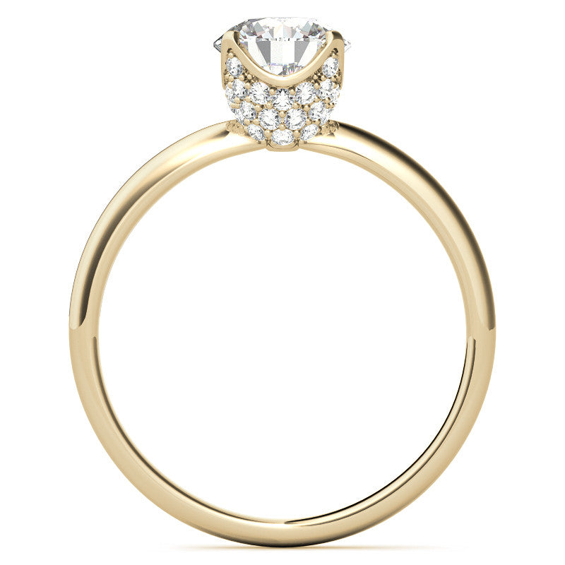 4-Prong Accented Tulip Round Brilliant Moissanite Solitaire Ring