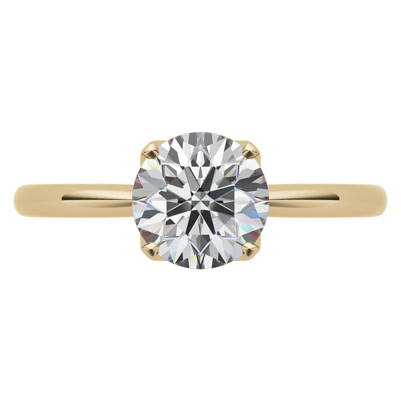 4-Prong Accented Tulip Round Brilliant Moissanite Solitaire Ring