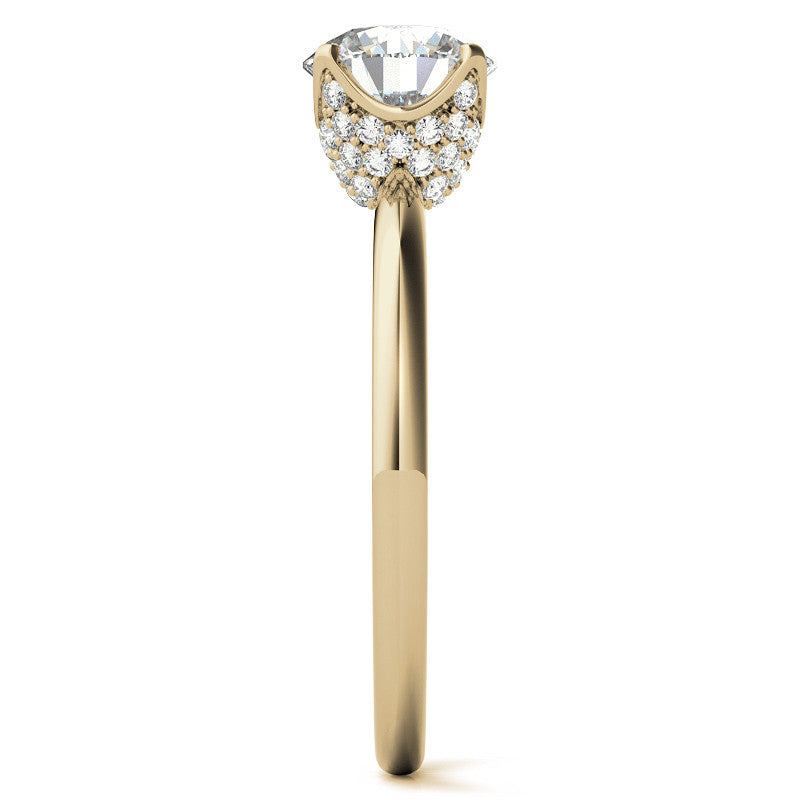4-Prong Accented Tulip Round Brilliant Moissanite Solitaire Ring
