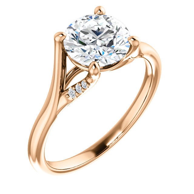 Round Split Shank Accented Cathedral Moissanite Engagement Ring