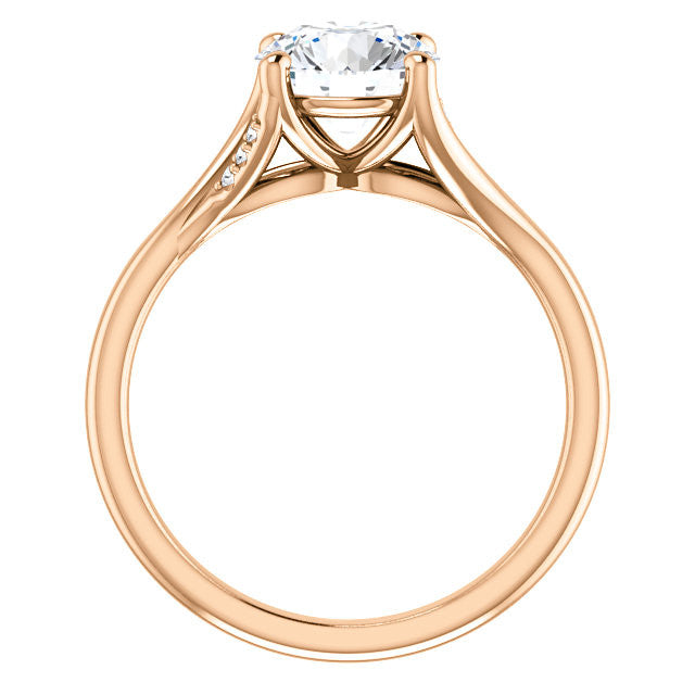 Round Split Shank Accented Cathedral Moissanite Engagement Ring