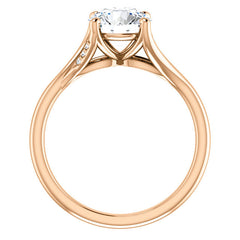Round Split Shank Accented Cathedral Moissanite Engagement Ring