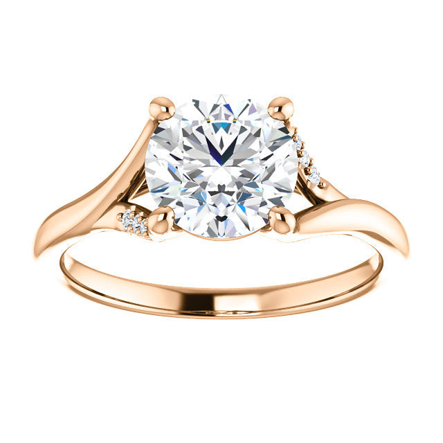 Round Split Shank Accented Cathedral Moissanite Engagement Ring