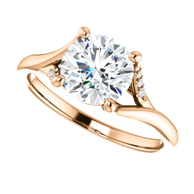 Round Split Shank Accented Cathedral Moissanite Engagement Ring