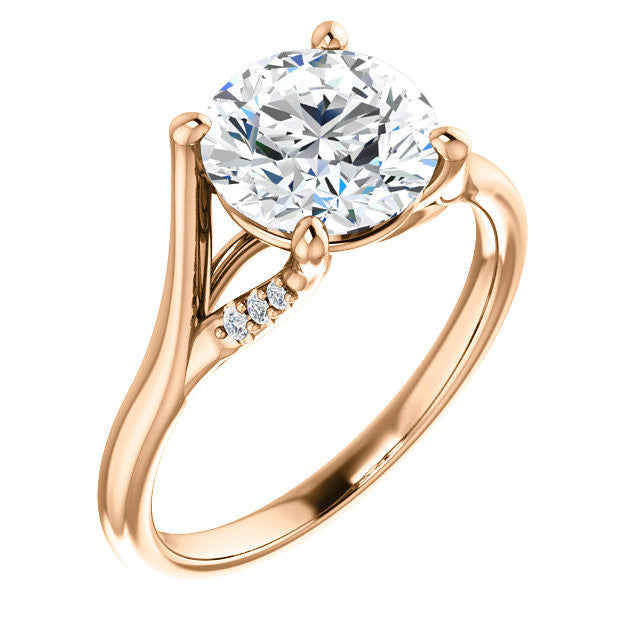 Round Split Shank Accented Cathedral Moissanite Engagement Ring