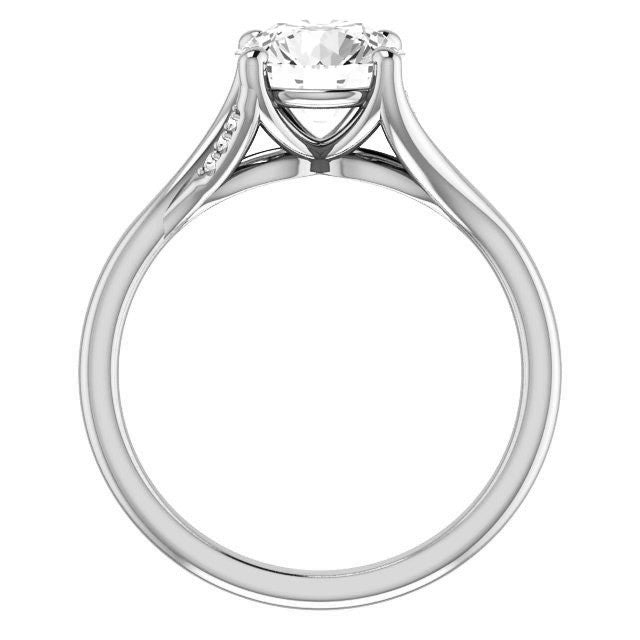 Round Split Shank Accented Cathedral Moissanite Engagement Ring