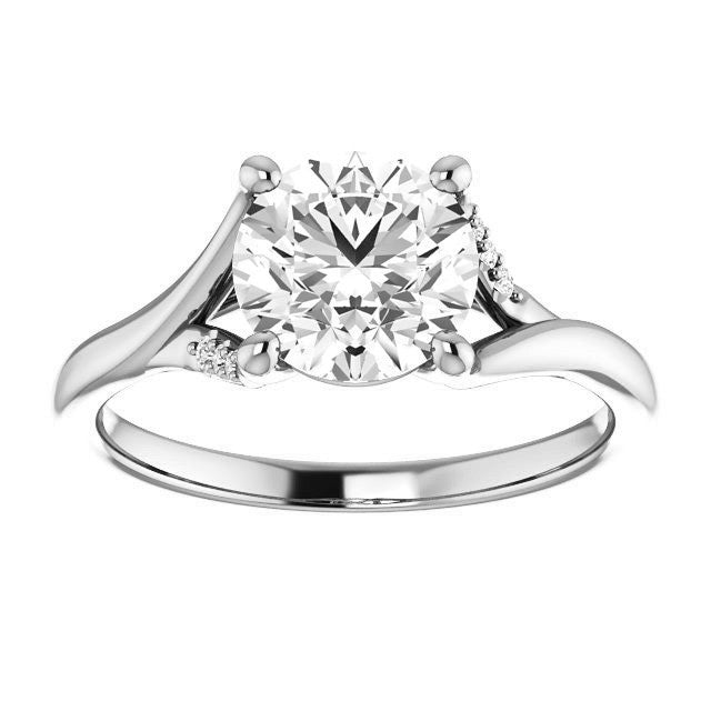 Round Split Shank Accented Cathedral Moissanite Engagement Ring