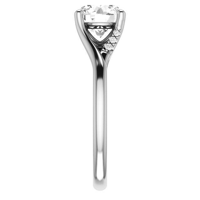 Round Split Shank Accented Cathedral Moissanite Engagement Ring