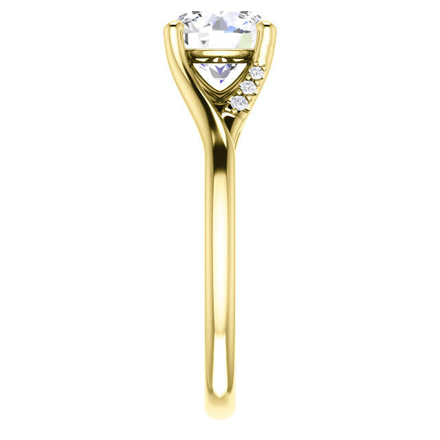 Round Split Shank Accented Cathedral Moissanite Engagement Ring