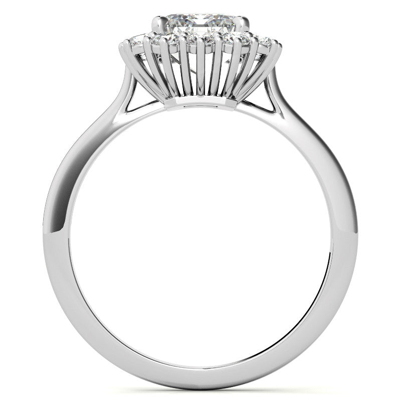 Emerald / Radiant & Round Brilliant Moissanite Halo Engagement Ring