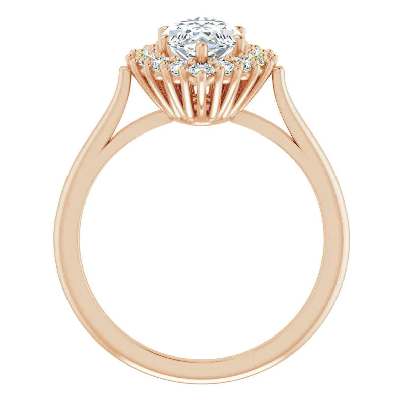 Marquise Cut Moissanite Halo Engagement Ring