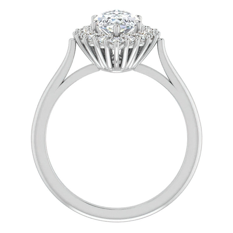 Marquise Cut Moissanite Halo Engagement Ring