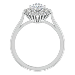Marquise Cut Moissanite Halo Engagement Ring