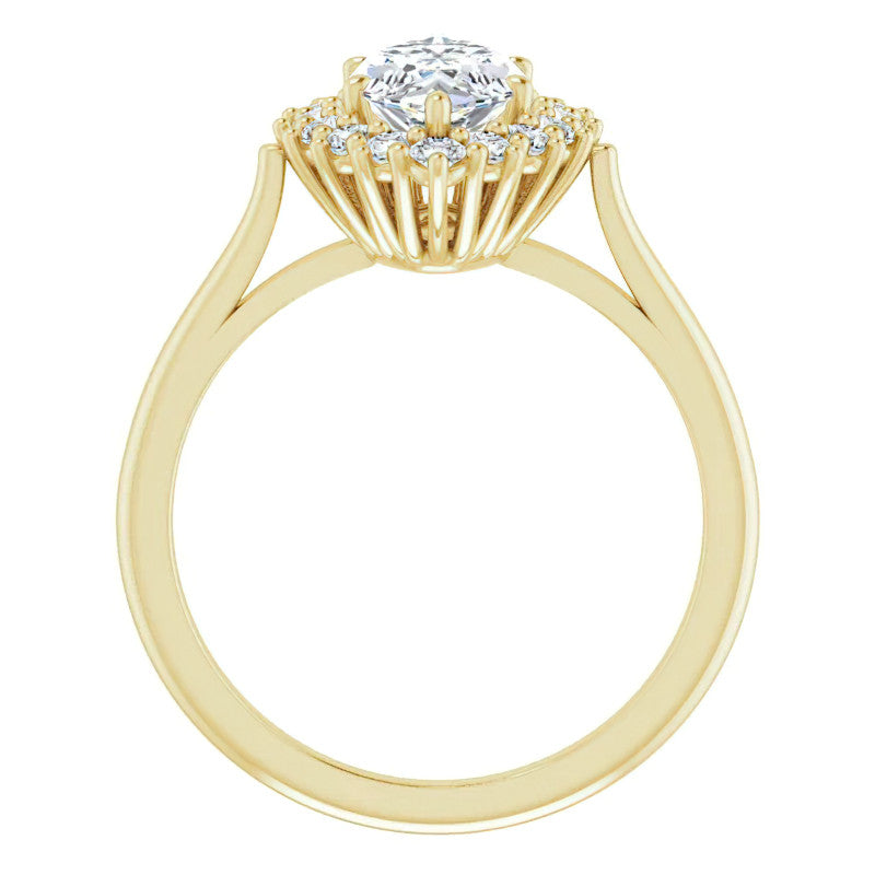 Marquise Cut Moissanite Halo Engagement Ring