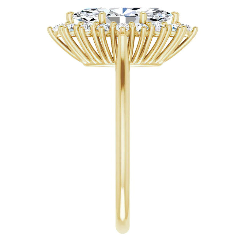 Marquise Cut Moissanite Halo Engagement Ring